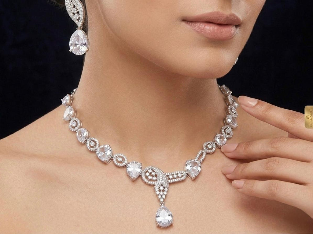 AD White Stone Jewellery Set
