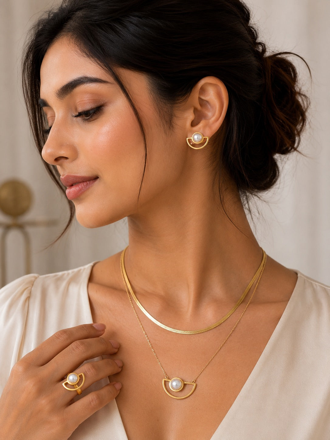 Elegant Anti-Tarnish Necklace, Earrings & Ring Set | Fashion Jewelry