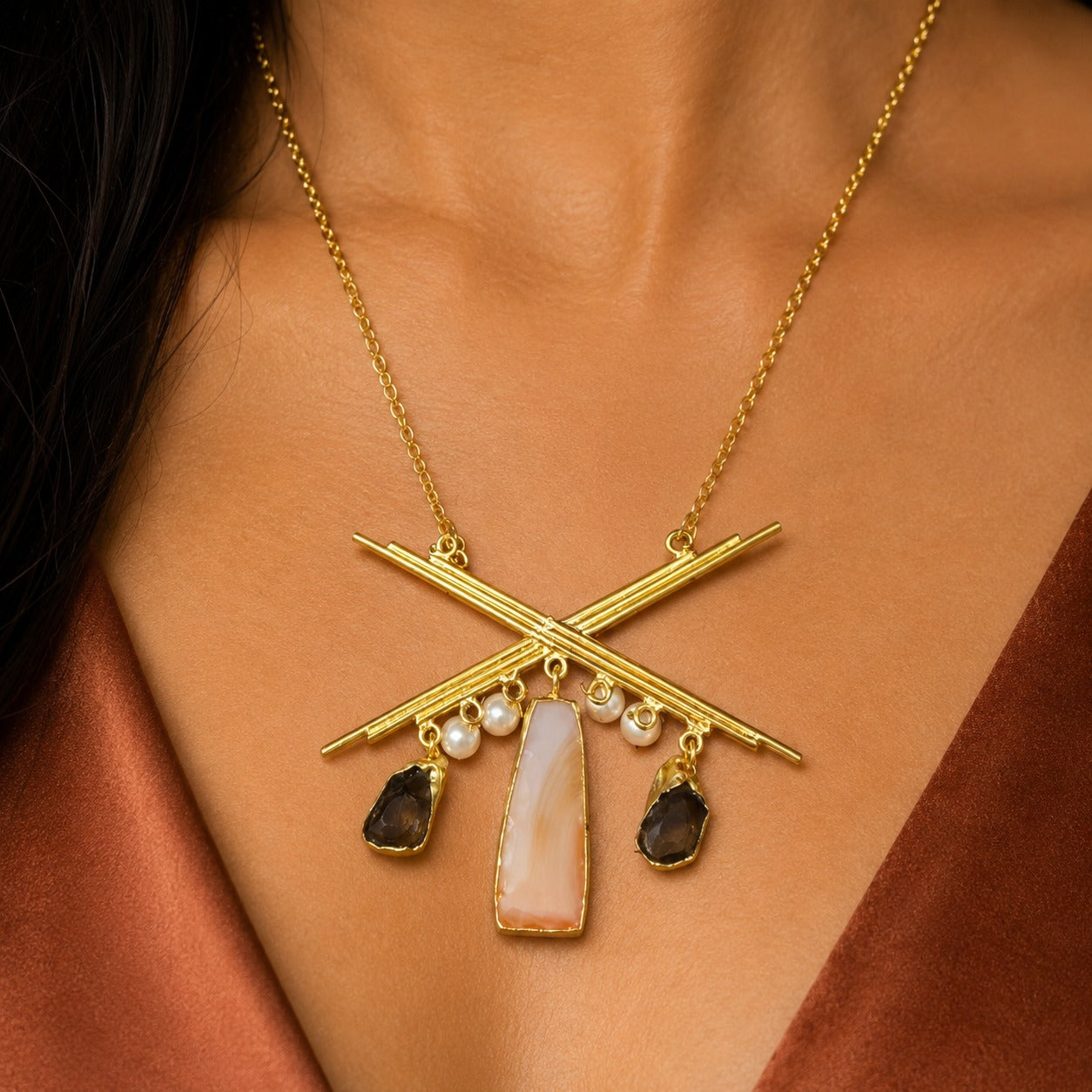 Premium Statement Necklace & Earrings Set | Gold Finish Fashion Jewelry