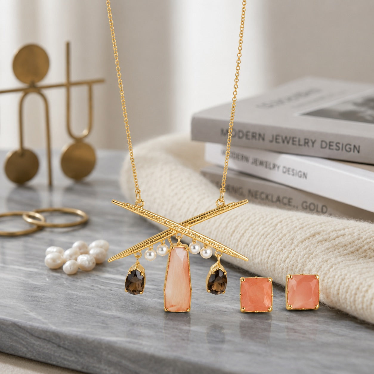 Premium Statement Necklace & Earrings Set | Gold Finish Fashion Jewelry