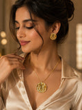 Stylish Anti-Tarnish Broad Pendant Necklace & Earrings Set for Women | Gold Finish Fashion Jewelry ⭐