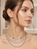 Elegant Layered Silver Crystal Choker Necklace for Women | Premium Fashion Jewelry ⭐