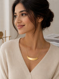 Premium Anti-Tarnish Curved Center Bar Necklace | Gold Fashion Jewelry