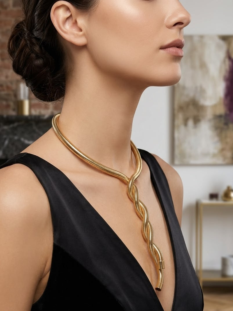 Premium Gold-Plated Serpent Wrap Necklace for Women | Statement Fashion Jewelry