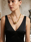 Elegant Orbital Sphere Multi Chain Necklace for Women | Modern Statement Fashion Jewelry
