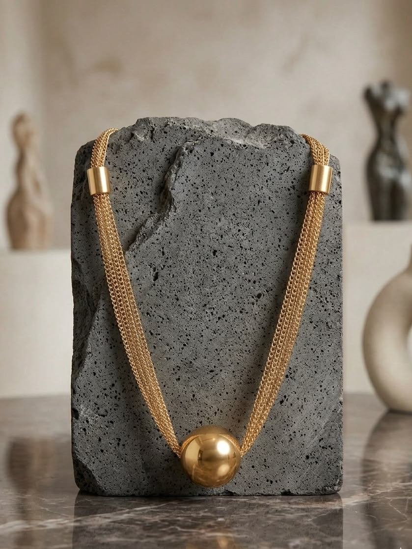 Elegant Orbital Sphere Multi Chain Necklace for Women | Modern Statement Fashion Jewelry