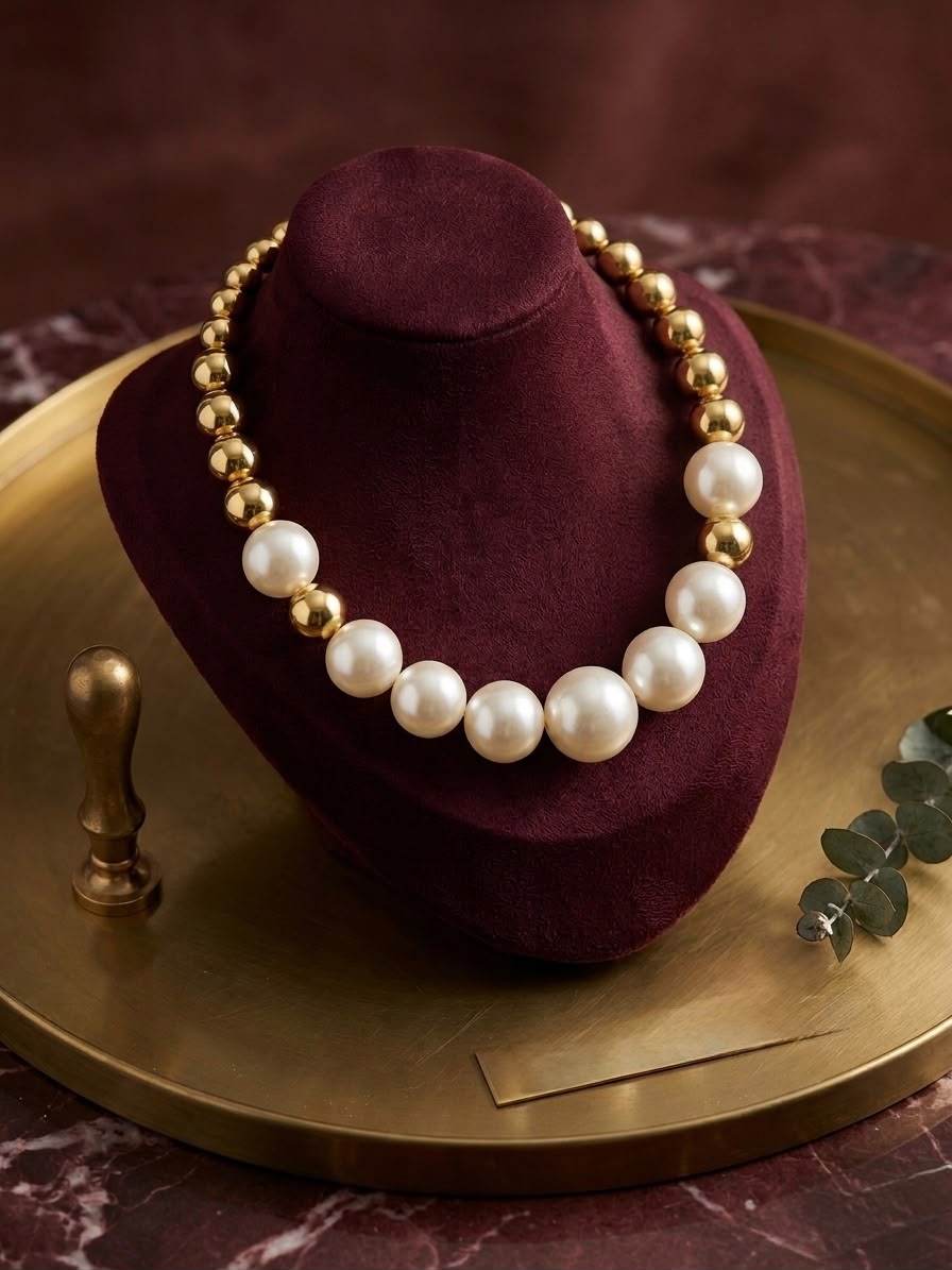 Elegant Tri-Tone Pearl Necklace for Women | Premium Fashion Jewelry
