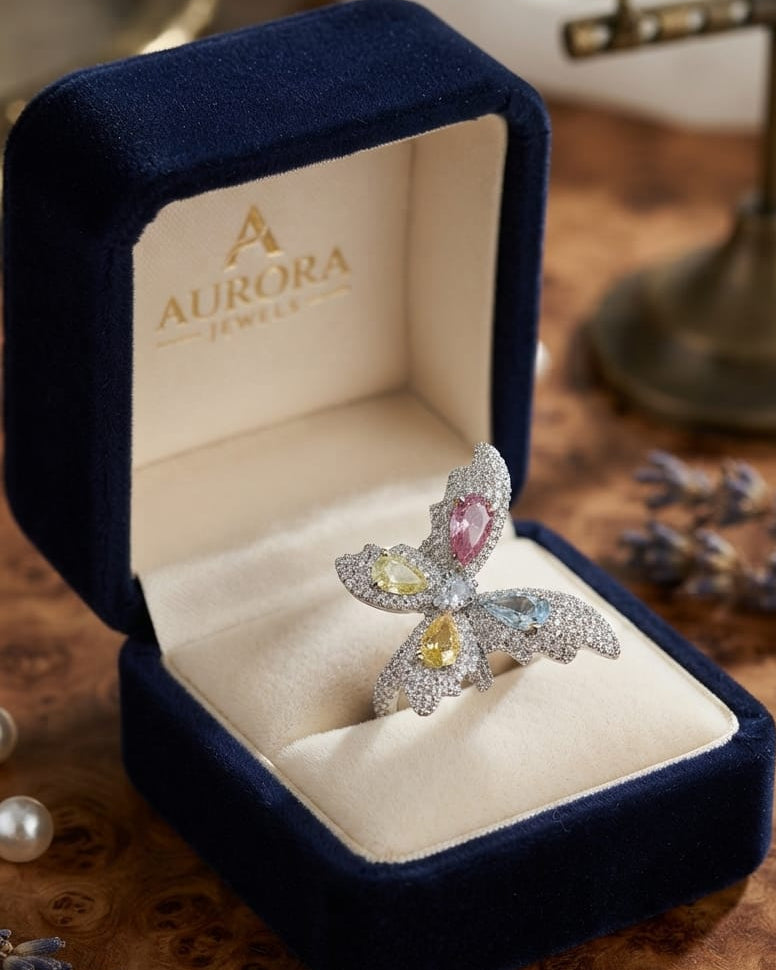 Celebrity Style Butterfly Stone Ring for Women | Adjustable Size