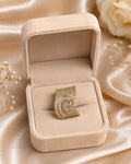 Diamond Curve Look-Alike Adjustable Ring | Gold & Silver