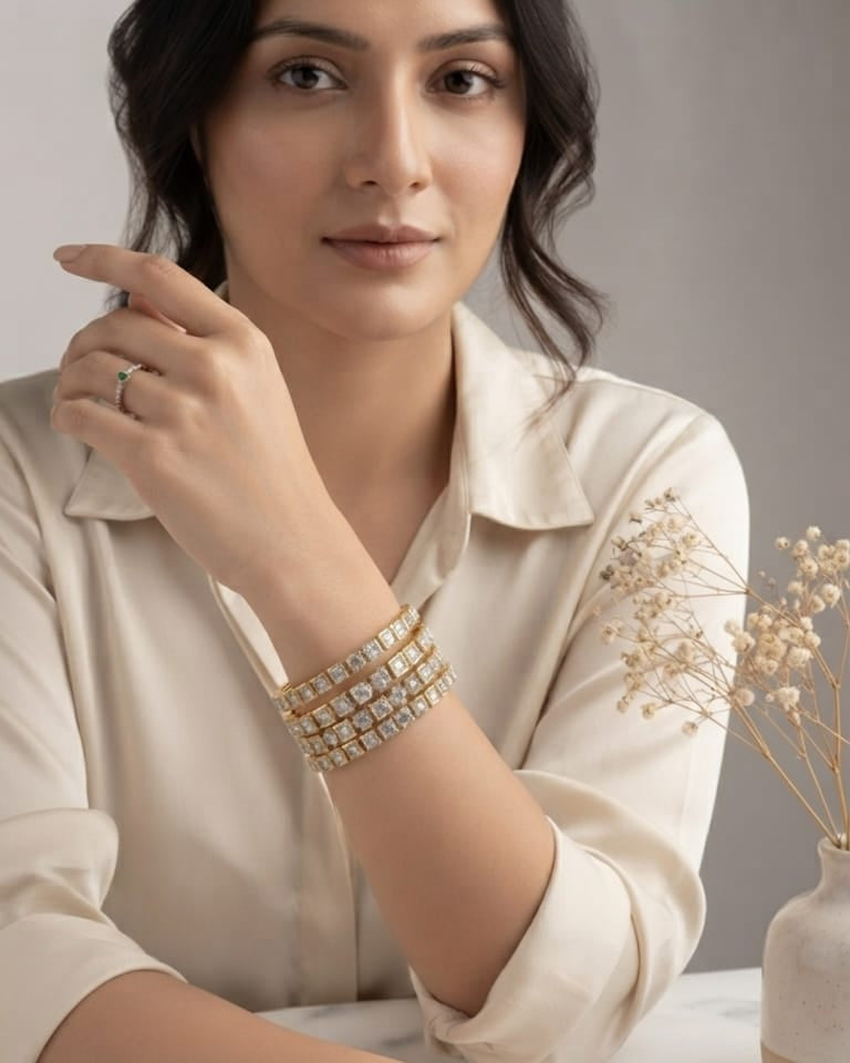 American Diamond Bangles - 4 Layer Size 2.6