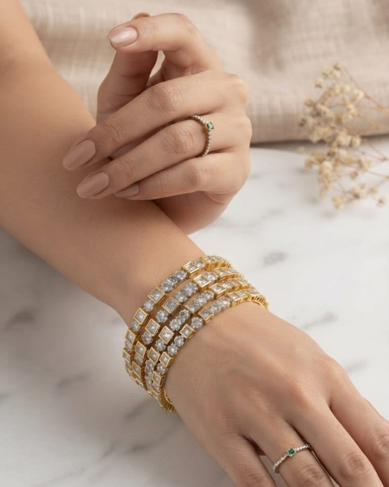 American Diamond Bangles - 4 Layer Size 2.6