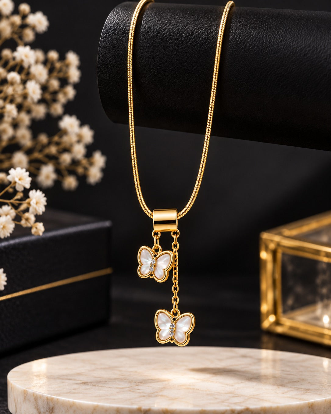 Anti Tarnish Necklace With Butterfly Pendant