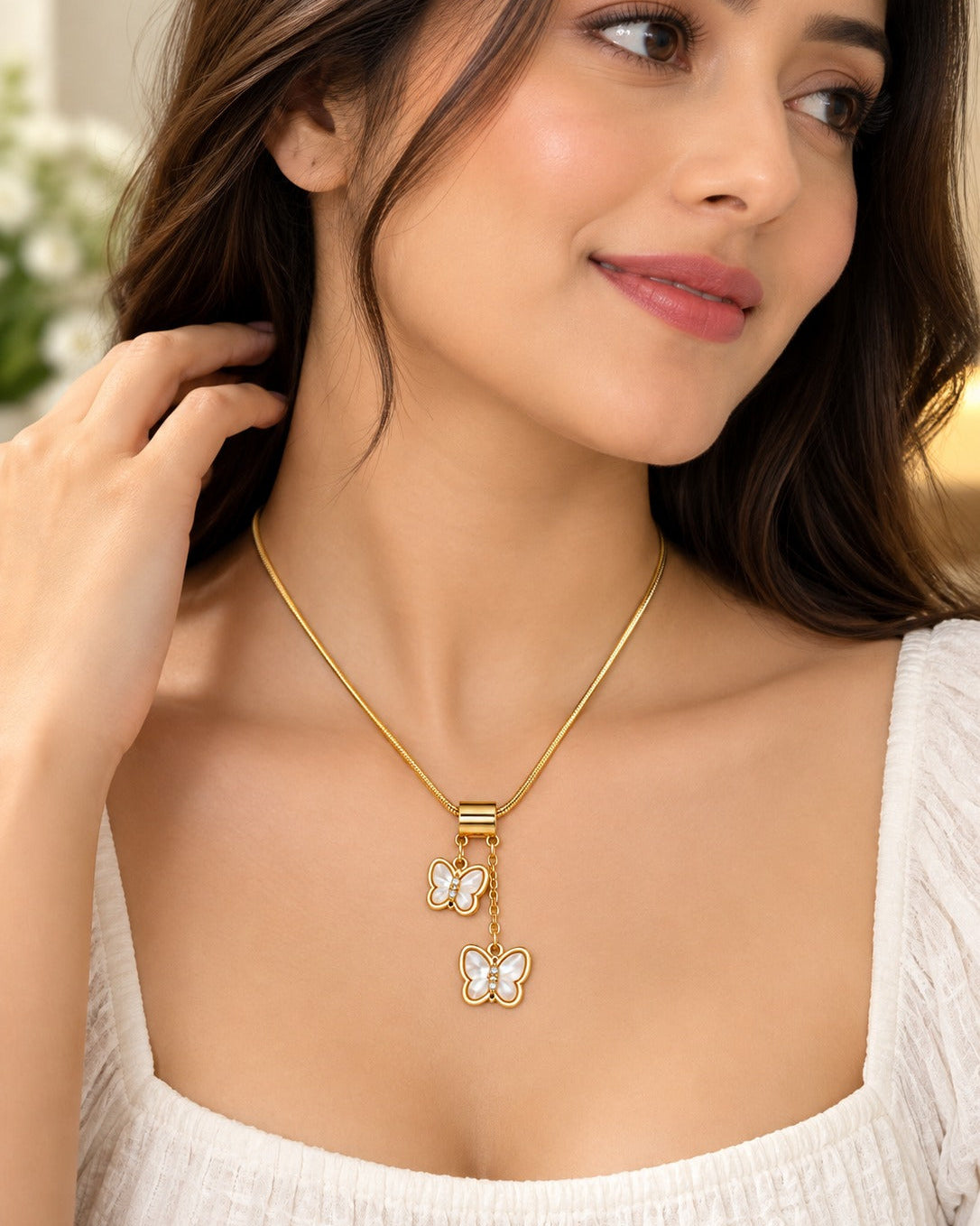 Anti Tarnish Necklace With Butterfly Pendant