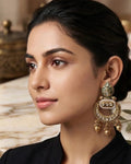 Kashmiri Olive Stone & Pearl Earrings for Women | Traditional Ethnic Jewelry | Festive, Wedding & Party Wear