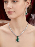 AD Stone Sleek Necklace Set with Light Green Aqua Stone